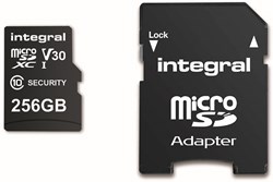 Integral 256 GB beveiligingscamera microSD-kaart voor dashcams, home cams, CCTV, bodycams en drones - INMSDX256G10SE