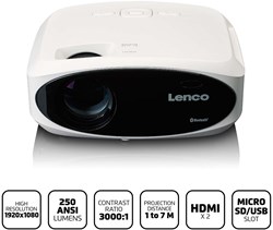 Lenco Full HD 1080P LCD-projector met Bluetooth Wit - LPJ-900WH