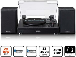 Lenco Riemaandrijving houten platenspeler met Bluetooth-ontvangst en 2 externe luidsprekers - LS-101BK