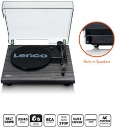 Lenco Houten platenspeler met ingebouwde speakers zwart - LS-10BK