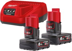 Milwaukee M12 NRG-602 | M12 accuset 12V (2x 6.0Ah accu + C12 C lader) - 4933451903