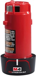 Milwaukee Accessoires M4 B2 (4 V / 2,0 Ah Red Li-Ion) Accu Li-Ion - 4932430098