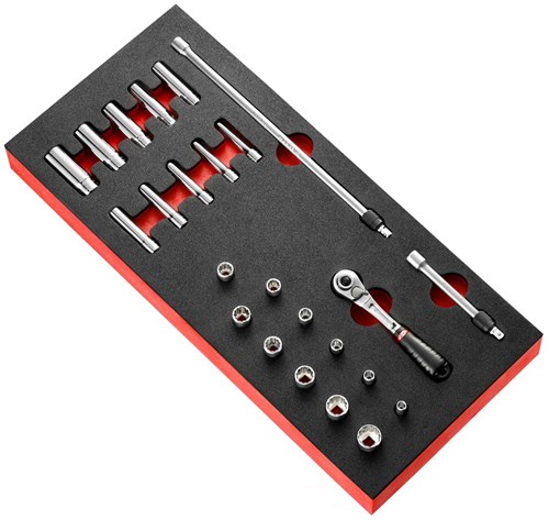 Facom module doppen 1/4" 6-kant - inch ( foam) - MODM.RL1U