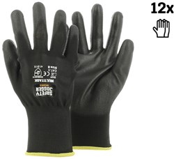 Safety Jogger Veiligheidshandschoenen met maximale beweeglijkheid | 12 Stuks | Zwart | Maat 6 - SW0700006