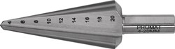 Promat Getrapte plaatboor | boorbereik 4-20 mm | HSS-Co totale lengte 71 mm | snedeaantal 2 - 4000862022 4000862022