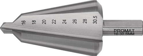 Promat/Tecwerk Getrapte plaatboor | boorbereik 16-30,5 mm | HSS totale lengte 76 mm | snedeaantal 2 - 4000862033