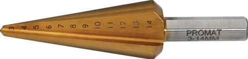Promat/Tecwerk Getrapte plaatboor | boorbereik 3-14 mm | HSS TiN totale lengte 58 mm | snedeaantal 2 - 4000862041
