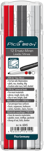 Pica 6045 BIG Dry Navulling | Grafiet, wit & rood - PI6045