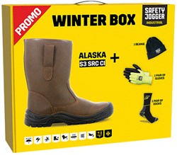 Safety Jogger Winterbox | Alaska veiligheidslaars + sokken + handschoenen + muts | Bruin | Maat 42 - SI9805420