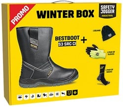 Safety Jogger Winterbox | Bestboot veiligheidslaars + sokken + Handschoenen + muts | Zwart | Maat 42 - SI9700420
