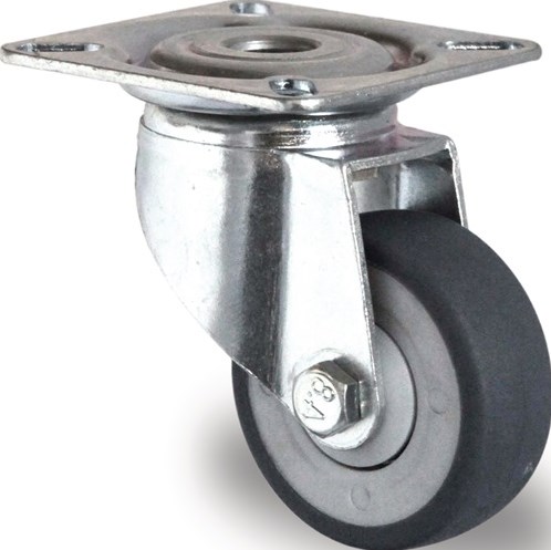 Promat/Tecwerk Zwenkwiel | Wiel-Ø 50 mm | draagvermogen 50 kg | mit bevestigingsplaat | rubber grijs - 3000276047