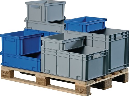 Promat/Tecwerk Transportstapelbak | L400xB300xH120mm | grijs PP schelpgreep | zijwanden gesloten - 9000447800
