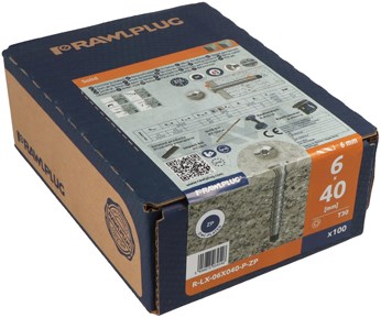 Rawl Betonschroef 7,5 | 6 stuksX40 Vz Ck Torx TX30 | 100 stuks - R33-R-LX-06X040-P-ZP