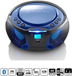 Lenco SCD-550BU draagbare FM-radio CD/MP3/USB/Bluetooth®-speler met LED-verlichting Blauw - SCD-550BU