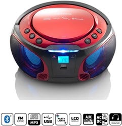 Lenco SCD-550RD Draagbare FM-radio CD/MP3/USB/Bluetooth-speler® met LED-verlichting Rood - SCD-550RD