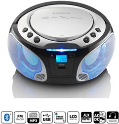 Lenco SCD-550SI Draagbare FM-radio CD/MP3/USB/Bluetooth-speler® met LED-verlichting Zilver - SCD-550SI