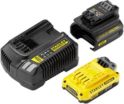 Stanley FATMAX SFMCB121D1 | V20 adapter starterkit 18V (1x 2.0Ah accu + 2A lader) - SFMCB121D1-QW