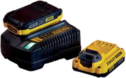 Stanley FATMAX SFMCB12D2 V20 18V Startset | 2x 2.0Ah + 2A lader - SFMCB12D2-QW