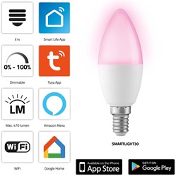 Alecto SMARTLIGHT30 Smart LED-kleurenlamp met Wi-Fi - SMARTLIGHT30