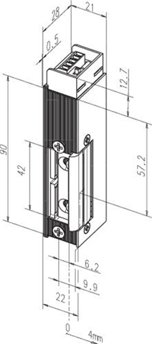 Effeff 142US Elektrische brandbestendige inbouw deuropenerS | spanningsloos vergrendeld | met diode | fix | 12 of 24V=~ | 100% ED | DIN rechts. - 10035805-2