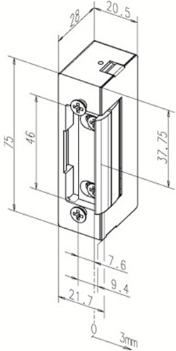 Effeff 17E Elektrische inbouw deuropener type 17 | spanningsloos vergrendeld | met vrijzetpal | fafix | 8-16V=~ | DIN links en DIN rechts. - 10001768-2