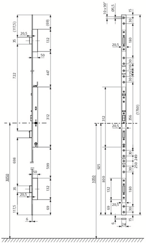ASSA ABLOY 819NE Veiligheidspaniekmeerpuntssluiting | enkelzijdig krukgestuurd | zelfvergrendelend | SKG*** | DM40mm | PC92mm | voorplaat staal verchoomd 24x1760x6mm | DR 1/2/3/4. - A000191385-2