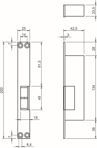 Effeff 331U8 Elektrische inbouw deuropener beveiligingsuitvoering type 8331 | spanningsloos ontgrendeld | met diode | 12V= | DIN rechts. - 10010776-2