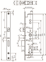 ABLOY EL260 Paniekdeurslot | signalering | zelfvergrendelend | DM40mm | PC92mm | voorplaat RVS 24x300mm rechthoekig | DR 1+2+3+4 - 10013784-2