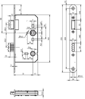 ASSA ABLOY N1001 Toilet/badkamerdeurslot | DM55mm | WC72mm | krukgat 8mm | voorplaat RVS 24x235mm rechthoekig | zamac vernikkelde dagschoot | DR 1+3/2+4 - A000300222-2