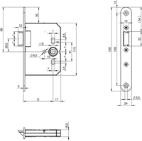 ASSA ABLOY N1002 Loopslot | DM55mm | krukgat 8mm | voorplaat RVS 20x185mm afgerond | zamac vernikkelde dagschoot | DR 1+3/2+4 - 10049497-2