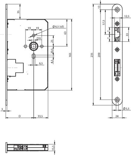 ASSA ABLOY N1420 PaniekDeurslot | passieve deur | DM65mm | voorplaat RVS 24x235mm afgerond - 10049521-2