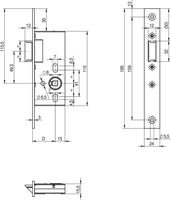 ASSA ABLOY N1502 Loopslot | DM25mm | krukgat 8mm | voorplaat RVS 20x185mm rechthoekig | zamac vernikkelde dagschoot | DR 1+3/2+4 - 10049538-2
