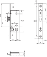 ASSA ABLOY N1503 Kastslot | DM35mm | PC | voorplaat RVS 20x185mm rechthoekig | DR 1+2+3+4 - 10049552-2