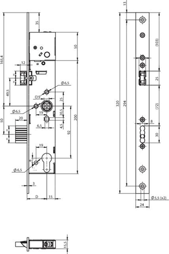 ASSA ABLOY N1603 Paniekdeurslot | DM30mm | PC92mm | voorplaat RVS 20x320mm rechthoekig | paniek B - 10049624-2
