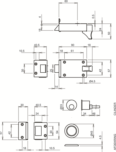 Lips 1755 Cilinderoplegslot | dagschoot | DM 60mm | draairichting 3 en 4 - 9857027-2