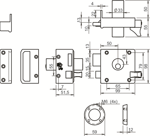 Lips 1753 Cilinderoplegslot met vaste buitencilinder | dag- en nachtschoot | SKG** | DM 50mm | draairichting 1. - 7956073-2