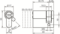Lips Vanguard S8401 Enkele europrofielcilinder 17mm | SKG** | 20mm verlengd | 60 mm - 10020145-2