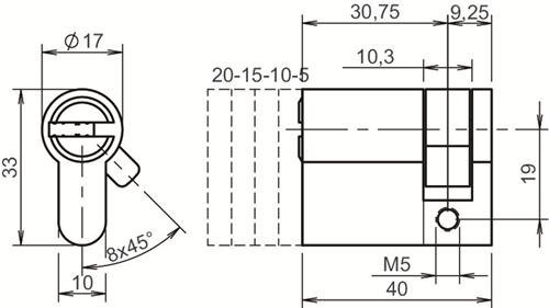 Lips Vanguard S8401Z Enkele europrofielcilinder 17mm | SKG*** | Niet verlengd | 40 mm - 10026433-2