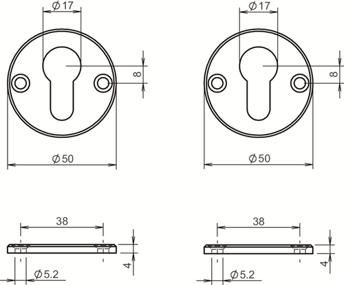 Lips ARR8271 Beslag rond rozet | rond | PC sparing | geborsteld RVS | deurdikte 40mm en 54mm. - 10020957-2