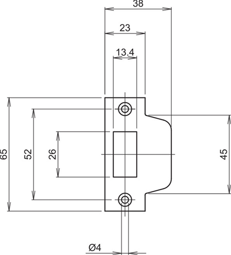Lips SPT2084 Sluitplaat voor kastdeurslot 2084/4 | rechthoekig | staalverzinkt. | 65 x 23 mm - 7170059-2