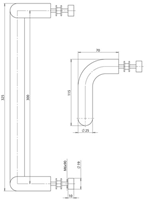 ASSA ABLOY RVS deurgrepen | deurgreep U vorm | ø25x325mm | as 300mm | hoogte 70x115mm - P000238164-001-001-2