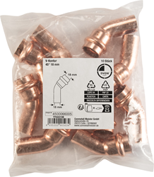 Cornat Perskoppeling Boog 45Gr 18Mm 10St - TP650318B