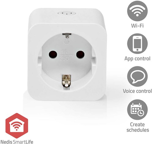 Nedis SmartLife Slimme Stekker | Zigbee 3.0 | IP21 | Energiemeter | 3680 W | Hybrid (CEE 7/7) | 0 - 55 °C | Android™ / IOS | Wit | 1 Stuks - ZBP131FWT