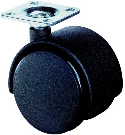 BS Rollen Dubbel zwenkwiel | wiel-d. 40 mm draagvermogen 30 kg | met schroefplaat | polyamide zwart RAL 9005 | 1 stuk - F75.040.PL F75.040.PL