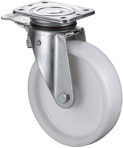 BS Rollen Zwenkwiel voor zware lasten | wiel d. 125 mm draagvermogen 600 kg | met rem kunststof | 138x110 mm | 1 stuk - N120.B10.127 N120.B10.127