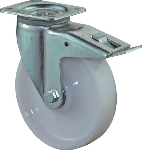BS Rollen Zwenkwiel voor zware lasten | wiel d. 250 mm draagvermogen 1.400 kg | met rem kunststof | 135x110 mm | 1 stuk - L620.B15.250 L620.B15.250