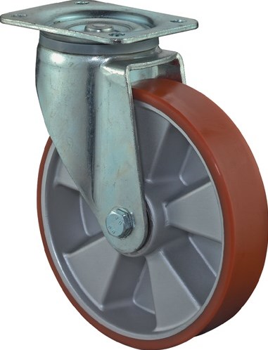 BS Rollen Zwenkwiel voor zware lasten | wiel-d. 250 mm draagvermogen 1000 kg | gegoten polyurethaan | 135 mm 110 mm | 1 stuk - L600.B90.250 L600.B90.250