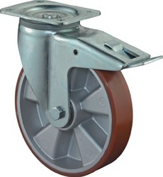 BS Rollen Zwenkwiel voor zware lasten | wiel-d. 150 mm draagvermogen 550 kg | met vastzetter gegoten polyurethaan | 135 mm 110 mm | 1 stuk - L620.B90.150 L620.B90.150