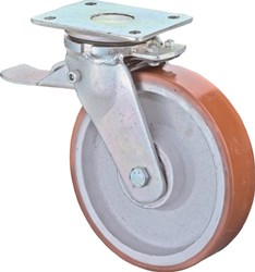 BS Rollen Zwenkwiel voor zware lasten | wiel d. 200 mm draagvermogen 1.400 kg | met rem gegoten polyurethaan | 200X160 mm | 1 stuk - RR120.C10.202 RR120.C10.202