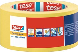 Tesa Precisie afplaktape | glad | geel | lengte 50 m | breedte 50 mm | wiel | 3 stuks - 04334-00004-00